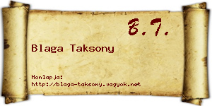 Blaga Taksony névjegykártya